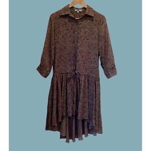 Ya Los Angeles Olive Green Floral Western High Low Dress Goth Grunge Dress M